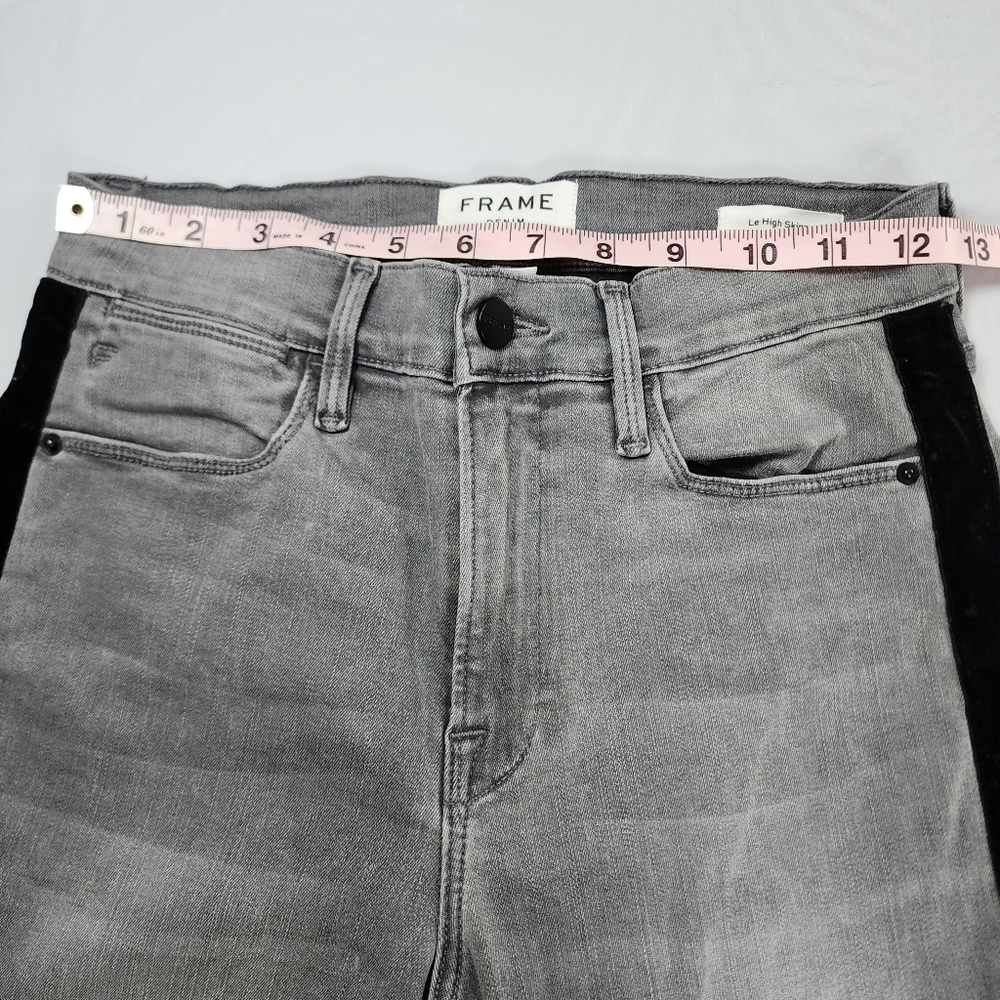 FRAME Grey Le High Skinny Velvet Tux Grimes Size 27 (28" Inseam) - Picture 12 of 17